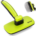 Pecute Skin Friendly Self-Cleaning Slicker Brush for Dog & Cat Shedding | 1 click clean, Lightweight, Undercoat hair removal, For short/long/double/white coats - size: Large