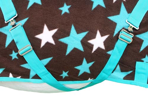 Challenger Horse Soft Fleece Cooler Contoured Exercise Blanket Liner Sheet Wicks 4397 - color: Turquoise Stars, size: 74 inches