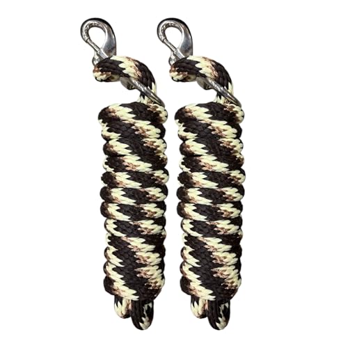 Majestic Ally Polypropylene Lead Rope with Removable Nickel Bolt Snap, 5/8 x 10 ft, for Horses and Livestock, 2 Pack (Chocolate -Copper -Cream) - color: Chocolate -Copper -Cream