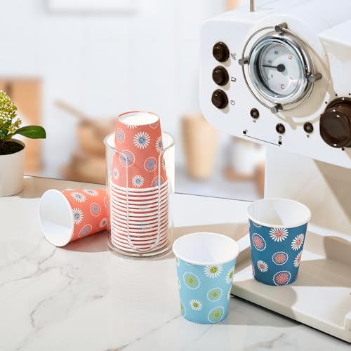 SIUQ 1200 Pack 3 oz Paper Cups, Small Disposable Bathroom Cups 3 Ounce | Ideal for Mouthwash, Coffee, Parties, Picnic, BBQ, Travel & Events. Sturdy Mini Paper Cups with Daisy Print for Home/Office. - color: Daisy 3oz-1200 pack