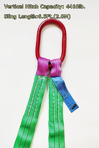 Two Leg Bridle Web Sling 6.5ft 4410lb Web Slings Belt Type with hook2.0 m 2000 kg Lightweight and Flexible Capacity Steel Sling[2leg 2.0 t] - size: 2leg-2t