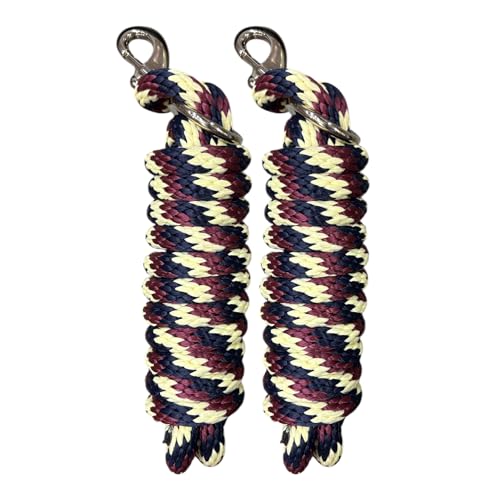 Majestic Ally Polypropylene Lead Rope with Removable Nickel Bolt Snap, 5/8 x 10 ft, for Horses and Livestock, 2 Pack (Navy-Burgandy- Cream) - color: Navy-Burgandy- Cream