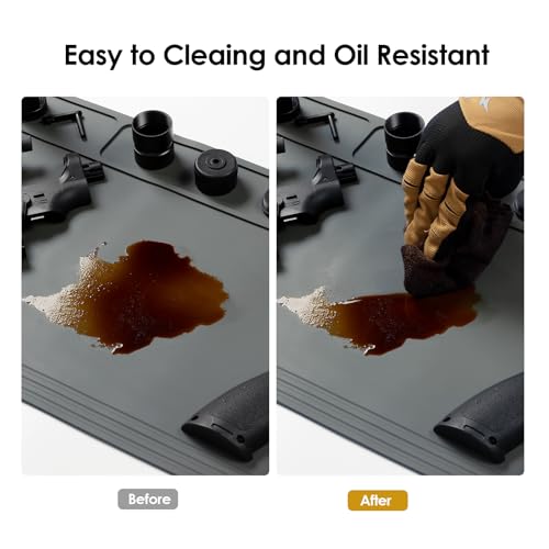 OneTigris Gun Cleaning Mat, Gun Mat | Rifle Pistol Gun Mat, with 10 Magnetic Dots, Non-Slip, Oil Resistant - color: Gray, size: Large