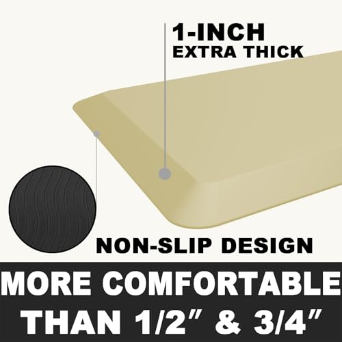 1" Extra Thick Anti Fatigue Floor Mat 30" L x 20" W,Kitchen Mat, Standing Desk Mat,140D Advanced PU Foam Ergonomic Comfort at Home, Office, Garage, Sink (Yellow) - color: Yellow, size: 30"L x 20"W x 1"Th