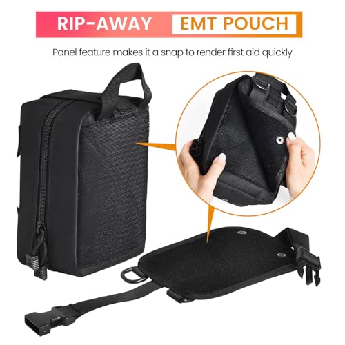 Medical Molle Pouch Tactical - 1000D Nylon First Aid Pouch, Big Capacity EMT Pouch Utility, Heavy Duty Military Grade Rip-Away Ifak Pouch for Home and Outdoor Activities（Bag Only - color: Black