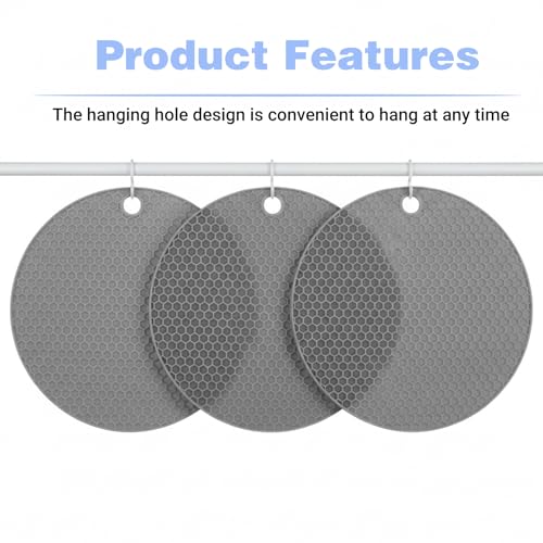 3Pcs Rubber Jar Opener,Round Jar Opener Gripper Pad,Multipurpose Silicone Jars Openers,Non-Slip Coasters for Weak Hands (6.7x6.7inch,Grey) - color: Gray
