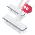 BOOMJOY 2 Pack Floor Scrub Brush with Long Handle, 2 in 1 Scrape and Brush, for Cleaning Deck, Tile, Grout, Kitchen, Patio, Garages - color: 2 Pack