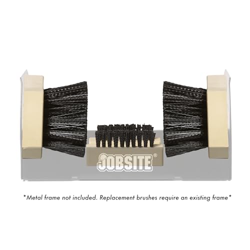 JobSite Replacement Brushes - 2 Side & 2 Bottom Boot Scraper Brushes - Compatible Original & Extra Wide Boot Scrubbers