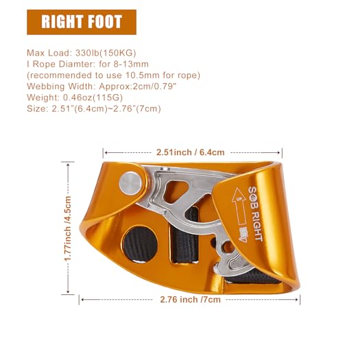 SOB Quick Step Foot Ascender,Outdoor Rock Climbing Tree Arborist, Mountaineering Equipment Climbing Rappelling Device for 8-13mm Rope