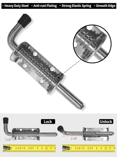 Spring Loaded Gate Latch Pin Barrel Bolt 5in Durable 304 Stainless Steel Heavy Duty - 2pcs - style: Stainless Steel 2pcs