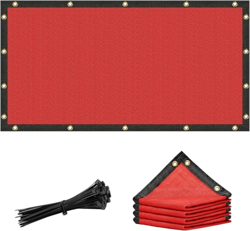 Amgo 2' x 2' Red Custom Size Shade Cloth with Grommets - 90% Sunblock, Durable Mesh Fabric Tarp for Dog Kennel Cover, Fence Privacy Screen, Greenhouse, Chicken Coop & Pet Playpen. - color: Red, size: 2' x 2' Custom Size