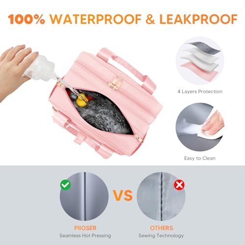 PIIOSER Breastmilk Cooler Travel Bag with Ice Pack, Compatible with Wearable Breast Pumps & Accessories - Portable Hands Free Breast Pump Carrying Case for Nursing & Working Moms, Pink - color: Pink-Small