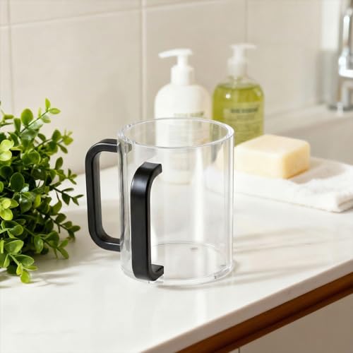 2 Pcs Judaica Hand Washing Cup with Dual Handles,5" Netilat Yadayim | Acrylic Clear Unbreakable Plastic,Washing Cups for Bathroom, Jewish Ritual Kohanim Holiday Gifts(black Handle) - color: black Handle