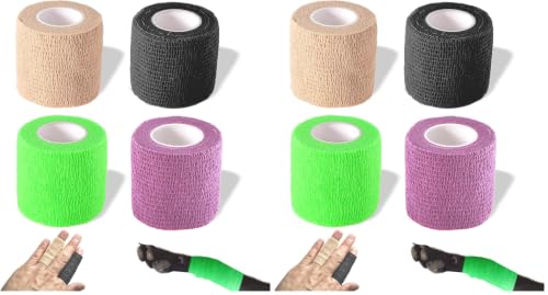 Self Adhesive Bandage Wrap, Self Adhering Bandage, Vet Wrap for Dogs, Self Adherent Cohesive Wrap Bandages for Sports, Athletic, First Aid, Wrist, Ankle, Tape, 8 Pack, 2 inch - size: 2 Inch (Pack of 2)