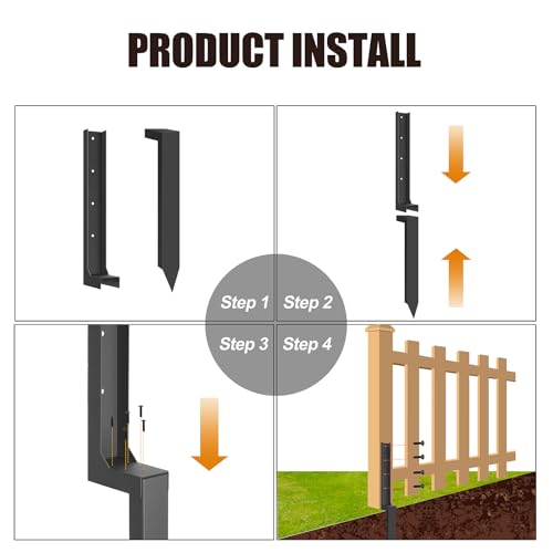 ArlinaL Fence Post Repair Kit, Thickened Steel Anchor Ground Spike | 2 Pack Heavy Duty Repair Stakes for Repair Tilted, Broken Wood Fence