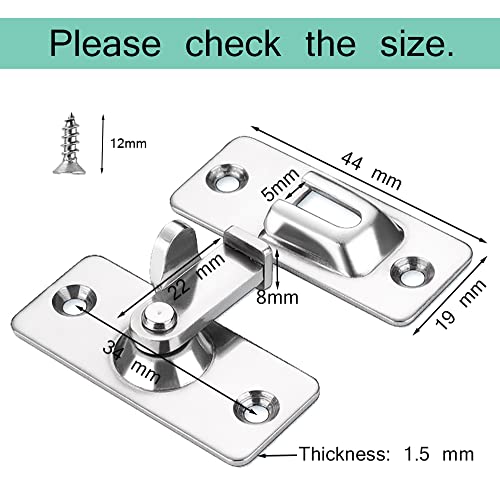 WANLIAN MINI Size 90 Degree Door Latch Sliding Door Lock Screen Door Latch Pocket Door Latch | Quick-Access Locking for Privacy in Bathroom, Toilet, RVs & Small Spaces, Left Or Right Application, 304# Stainless Steel - color: Silver 2pcs, size: Mini