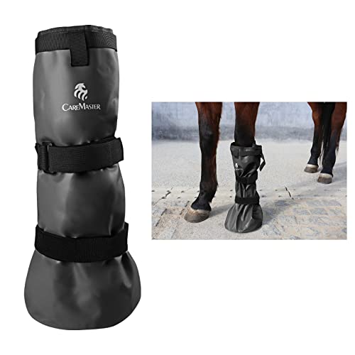 Hoof Soaking Boot for Horse, Waterproof PVC Hoof Soaker Bag with EVA Foam Pad, Secure 3-Strap Equine Icing & Soaking Boot for Hooves Care, Fits Most Hooves - color: Black