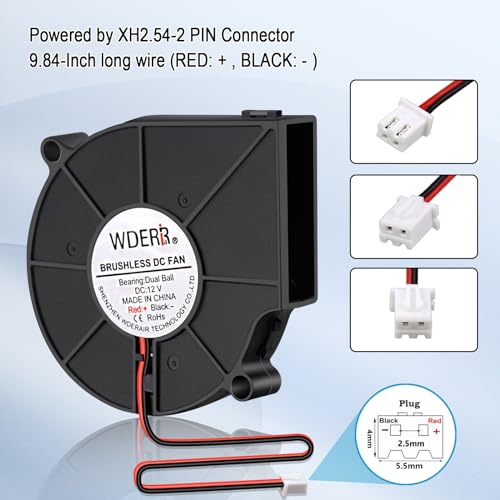 12V Brushless DC Centrifugal 75mm x 15mm Blower Mini Turbo 2Pin Fan for Humidifier、Helmet、3D Print - style: 75 x 15 12v2p