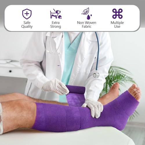 Treela 36 Pcs Self Adherent Bandage 4" X 5 Yard Wrap Breathable | Cohesive Bandage Elastic Adhesive Tape for Stretch Athletic Sports Wrist Ankle - color: Deep Purple, size: 4" X 5 Yard