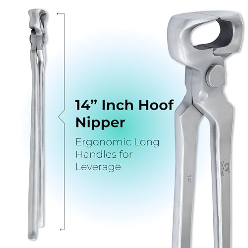 14" Hoof Nipper, Carbon Steel & Chrome Vanadium Farrier Tool for Horses – Durable, Sharp & Rust-Resistant - size: 14"Hoof Nipper