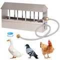 Automatic Chicken Waterer Stainless Steel Chicken Water Feeder Pigeon Water Dispenser with Float Valve Automatic Filling Water Poultry Waterer Fountain for Duck Goose Pigeon Quail