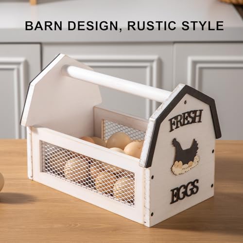 ZSHLXM Wood Farmhouse Egg Collecting Basket - Gather Fresh Eggs from Chicken Countertop (Large) - color: White, size: Large