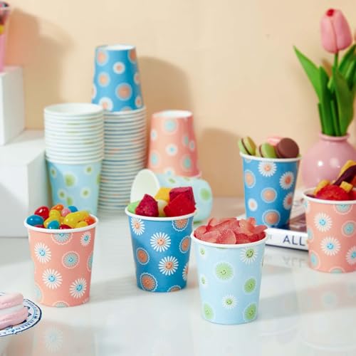SIUQ 600 Pack 5 oz Paper Cups Disposable Small Bathroom Mouthwash Cups | Daisy Floral Small Paper Cups for Bathroom, Party, Picnic, BBQ, Travel, Espresso Tasting, Sample Drinks, Office, Home - color: Daisy 5oz-600 pack