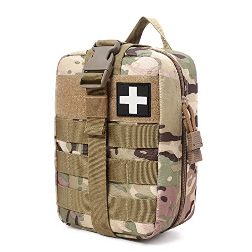 Molle Pouch, Sturdy 600D Nylon Tactical Medical Pouch,Rip-Away EMT First Aid Pouch (Bag Only) - color: Multicam