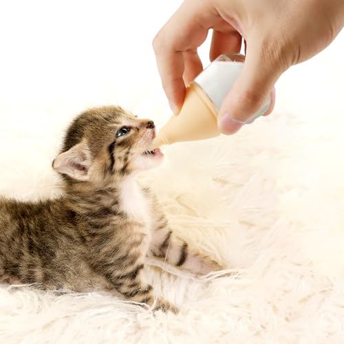 RockTech Ergonomic Kitten Bottle Feeding kit, Puppy Bottles for Nursing Puppy Milk -40ml Anti-Choking Slow Flow Nursing Bottle for Newborn Kittens/Puppies/Small Animals,Silicone Feeder(Yellow) - color: Yellow