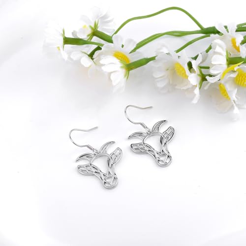 Celtic Animal Earrings for Women - Sterling Silver Hypoallergenic Horse/Dragon/Cow/Goat/Dragonfly/Butterfly Dangle Earrings Animal Jewelry Gifts Birthday Christmas Gifts for Women - color: Celtic Goat Skull Earrings