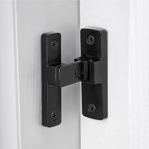 Black 90 Degree Zinc Alloy Barn Door Latch, Flip Gate Lock | Sliding Door Latch,Right Angle Door Lock,for bedroom,garage,balcony,barn,bathroom,drawer,window,cabinet,pet enclosures - color: Black_90 Degree