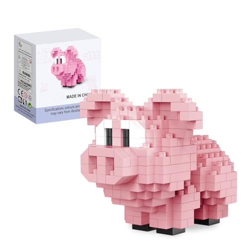 QISHOUTING Pig Mini Building Toy for Kids, Farm Animals Mini Pig Building Blocks & Learning Toy for Girls Boys, Pig Figurine Toys for Adults Girls, Birthday Party Favors Stocking Stuffers - style: Pig