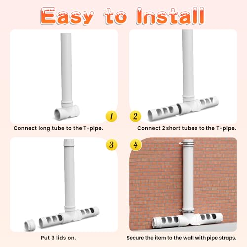 PVC Chicken Feeder No Waste 13lbs Automatic Poultry Feeder | Chicken Food Dispenser with 6 Feeding Port, Gravity Poultry Feeding Trough for Ducks Turkeys Geese Quails Pigeon