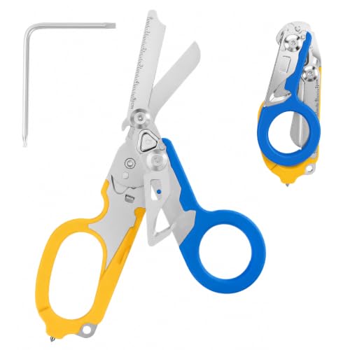 6-in-1 Heavy-Duty Emergency trauma shears (Blue yelloy) - color: Blue Yelloy