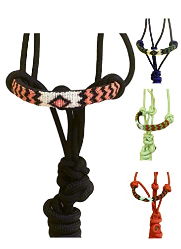Majestic Ally Padded Beaded Nose Braided Rope Halter with 10' Matching Lead - Full (Black) - color: Black