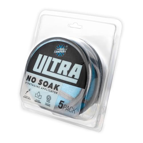 The Rag Company - Ultra No Soak Round Detailing Applicator - 70/30 Pearl Weave Microfiber for Applying Coatings, Dressings, Waxes, Sealants to Glass, Paint, Rubber, Leather, Plastic - 5 inch (5 Pack)
