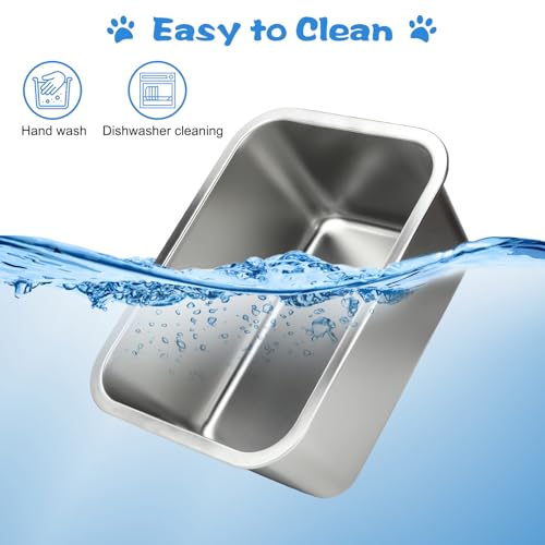 YUEPET Large Stainless Steel Dog Water Bowl, 4 Gallon Bowl for L Dogs | Outdoor Dog Water Bowl, 4 Gallon Capacity, Food and Water Use, Rounded Corners, Raised Edge, Easy to Clean, XL Dogs - size: 4 Gallons
