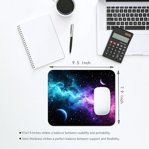 Cosmic Galaxy Nebula Mouse Pad 9.5" x 7.9", Purple & Teal Space Stars Cute Desk Mat, Dreamy Night Sky - color: Cosmic Galaxy