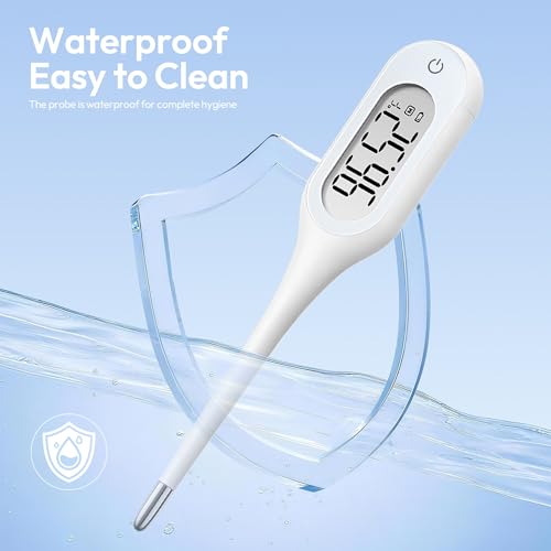 8 Seconds Basal Thermometer for Adult & Kids, Accurate & Safe Thermometer | Fever Alarm and Memory Recall, Oral, Ovulation or Underarm Use - size: 1 Pack