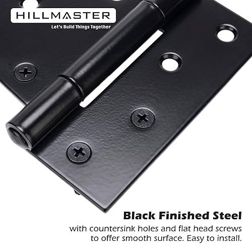 HILLMASTER 3.5 Inch Heavy Duty Gate Hinges Fence Door Hinges Durable Black Gate Strap Hinge for Indoor Outdoor, Gate Hardware Kit for Shed,Wooden Fences,Vinyl Fence Gate,Barn Door,Garage,2 Pack - size: 2 Pack