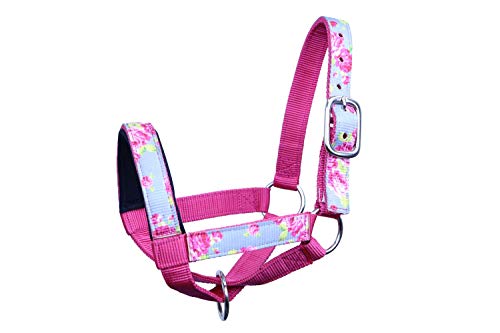 Nylon Overlay Sheep and Goat Halter with Padded Noseband - 6 Month Warranty - color: Grey Floral