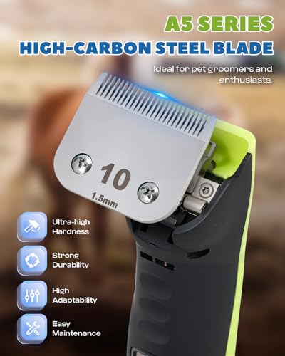 Cordless Horse Clippers, 2-Speed & Ultra-Quiet <50dB | Professional Pet Grooming Trimmer with 4 Magnetic Guide Combs & Detachable Blade, For Horses, Ponies, Cats, Dogs & Goats