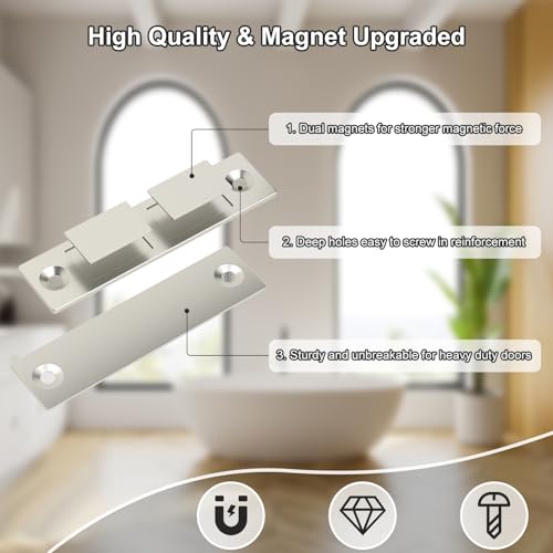 Magnetic Door Catch, Drawer Magnets to Stay Closed, Jiayi 30 LB 2 Pack Cabinet Door Magnets for Closures Wardrobe Cabinets Closet Closing - color: Sliver