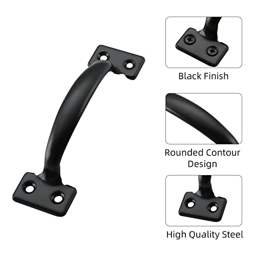 HOME MASTER HARDWARE 20 Pack 6-1/2 inch Gate Pull Door Handles Metal Gate Pulls Kitchen Furniture Cabinet Wardrobe Closet Drawer Handle Black with Screws | Black Pulls Handle for Wooden Fences, Shed Door, Closet Drawer, Furniture Wardrobe, Included Screws