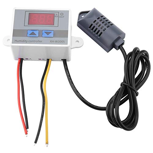 Digital Hygrometer, XH-W3005 Digital Hygrometer Switch Controller Humidity Sensor 0~99% RH 12V/24V/220V Capacitor Assortment Digital Humidity Controller(220V)