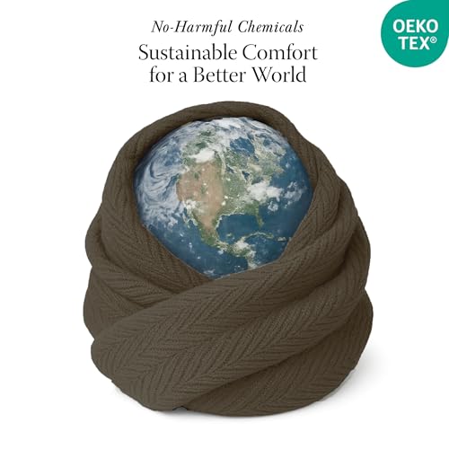 Threadmill Luxury 100% Cotton Queen Herringbone Blanket, Espresso | All-Season Thermal Blanket, Soft & Breathable, Cozy Moisture-Wicking, OEKO-TEX Certified, Machine Washable, 90x92 in - color: Espresso, size: Queen (90" x 92")