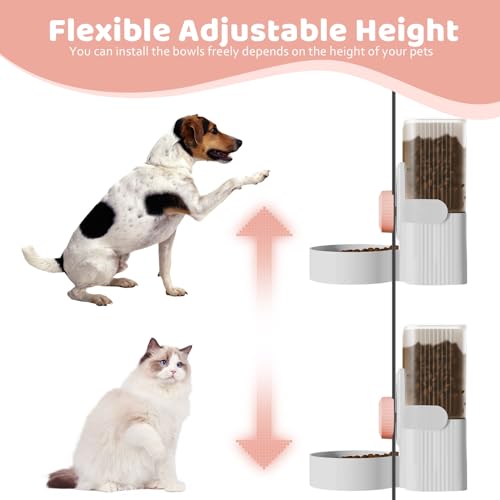 Hanging Cage Auto Pet Food Bowl Water Bottle Dispenser, 1L, Pink | Auto Gravity Pet Feeder and Waterer Set, Kennel Feeding Station, Crate Feeder Dish, For Rabbit Puppy Cats Ferret - color: Pink