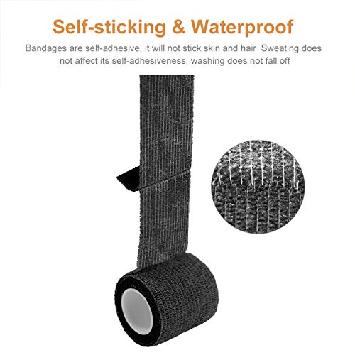 Vet Wrap Cohesive Bandages Bulk Self Adhesive Bandage Wrap Self Adherent Wrap Non-Woven for Dogs Pet Animals & Ankle Sprains & Swelling 2 Inch x 5 Yards (2 Inch Black) - color: 2 Inch Black