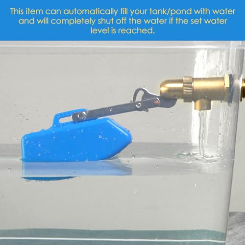 2 Pcs Brass Float Valve 3/4 Inch, Water Tank Float Valve Auto Fill | Adjustable Arm, Water Float Valve for Pond, Water Tank, Water trough, Water Feature, Swamp Cooler, Stock Tank, Fountain, Pool - style: 3/4" Blue