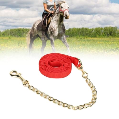 Leather Poly Lead Rope,Horse Value Rope with Iron Chain Red | Horse Lead Rope, Rope Leash Lead Horse Lunge Line Weather Resistant Lead Line for Equestrian and Livestock
